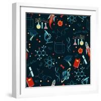 Science Stuff Vector Seamless Pattern.-Anastasia Mazeina-Framed Art Print