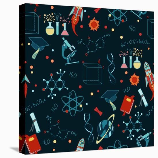 Science Stuff Vector Seamless Pattern.-Anastasia Mazeina-Stretched Canvas