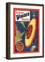 Science Wonder Stories: Invasion of the Landmark Snatchers-null-Framed Art Print