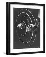 Scientist Alexander Simkovich Working on a Us Artificial Satellite-null-Framed Photographic Print