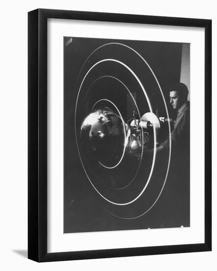 Scientist Alexander Simkovich Working on a Us Artificial Satellite-null-Framed Photographic Print