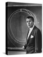 Scientist Dr. Wernher Von Braun Standing Explains Theory of Satellite Flight at Redstone Missile Hz-Walter Sanders-Stretched Canvas