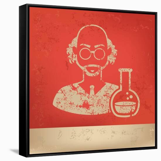 Scientist on Red Background,Poster Grunge Design-mamanamsai-Framed Stretched Canvas