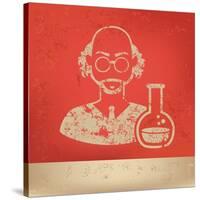 Scientist on Red Background,Poster Grunge Design-mamanamsai-Stretched Canvas