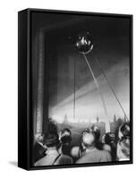 Scientists at Igy Conference Viewing Sputnik Models-Howard Sochurek-Framed Stretched Canvas