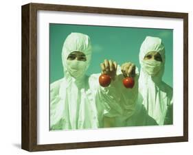 Scientists Holding GM Tomatoes-Cristina-Framed Photographic Print