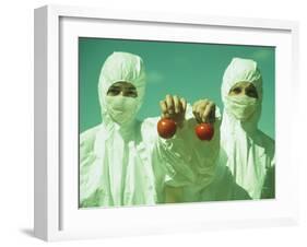 Scientists Holding GM Tomatoes-Cristina-Framed Photographic Print