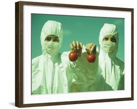 Scientists Holding GM Tomatoes-Cristina-Framed Photographic Print