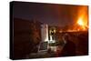 Scientists Observing Lava and Ash Plume Erupting from Fogo Volcano-Pedro Narra-Stretched Canvas