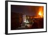 Scientists Observing Lava and Ash Plume Erupting from Fogo Volcano-Pedro Narra-Framed Photographic Print