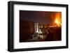 Scientists Observing Lava and Ash Plume Erupting from Fogo Volcano-Pedro Narra-Framed Photographic Print