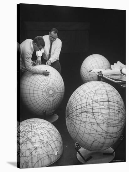 Scientists Studying Moon Phases on Models in Preparation For US Manned Flight to Moon-Fritz Goro-Stretched Canvas