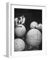 Scientists Studying Moon Phases on Models in Preparation For US Manned Flight to Moon-Fritz Goro-Framed Photographic Print