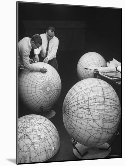 Scientists Studying Moon Phases on Models in Preparation For US Manned Flight to Moon-Fritz Goro-Mounted Photographic Print