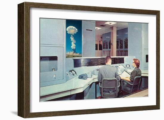 Scientists Watching Nuclear Blast-null-Framed Art Print