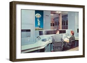 Scientists Watching Nuclear Blast-null-Framed Art Print