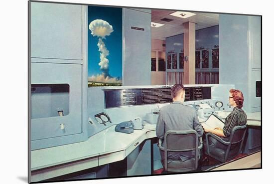 Scientists Watching Nuclear Blast-null-Mounted Art Print