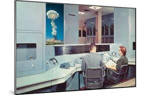 Scientists Watching Nuclear Blast-null-Mounted Art Print