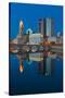 Scioto River and Columbus Ohio skyline at dusk-null-Stretched Canvas