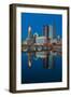 Scioto River and Columbus Ohio skyline at dusk-null-Framed Photographic Print