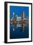 Scioto River and Columbus Ohio skyline at dusk-null-Framed Photographic Print