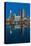 Scioto River and Columbus Ohio skyline at dusk-null-Stretched Canvas