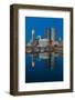 Scioto River and Columbus Ohio skyline at dusk-null-Framed Photographic Print