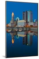 Scioto River and Columbus Ohio skyline at dusk-null-Mounted Photographic Print