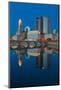 Scioto River and Columbus Ohio skyline at dusk-null-Mounted Photographic Print