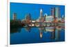 Scioto River and Columbus Ohio skyline at dusk-null-Framed Photographic Print