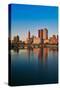 Scioto River and Columbus Ohio skyline in autumn with sunset reflection in water-null-Stretched Canvas