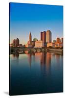 Scioto River and Columbus Ohio skyline in autumn with sunset reflection in water-null-Stretched Canvas