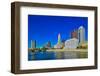 Scioto River and Columbus Ohio skyline in autumn-null-Framed Photographic Print