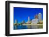 Scioto River and Columbus Ohio skyline in autumn-null-Framed Photographic Print