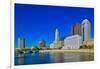 Scioto River and Columbus Ohio skyline in autumn-null-Framed Photographic Print