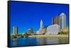 Scioto River and Columbus Ohio skyline in autumn-null-Framed Stretched Canvas