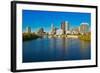 Scioto River and Columbus Ohio skyline in autumn-null-Framed Photographic Print