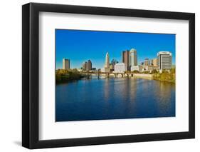 Scioto River and Columbus Ohio skyline in autumn-null-Framed Photographic Print