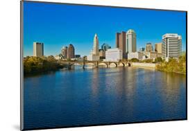 Scioto River and Columbus Ohio skyline in autumn-null-Mounted Photographic Print