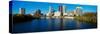 Scioto River and Columbus Ohio Skyline, with Setting Sunlight-null-Stretched Canvas