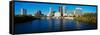 Scioto River and Columbus Ohio Skyline, with Setting Sunlight-null-Framed Stretched Canvas