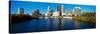 Scioto River and Columbus Ohio Skyline, with Setting Sunlight-null-Stretched Canvas