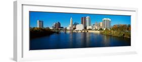 Scioto River and Columbus Ohio Skyline, with Setting Sunlight-null-Framed Photographic Print