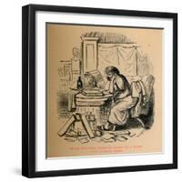 'Scipio Aemilianus cramming himself for a Speech after a hearty Supper', 1852-John Leech-Framed Giclee Print