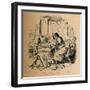 'Scipio Aemilianus cramming himself for a Speech after a hearty Supper', 1852-John Leech-Framed Giclee Print