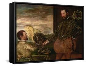 Scipio Clusone with a Dwarf Valet-Jacopo Robusti Tintoretto-Framed Stretched Canvas