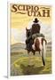 Scipio, Utah - Cowboy and Valley-Lantern Press-Framed Art Print