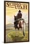 Scipio, Utah - Cowboy and Valley-Lantern Press-Framed Art Print