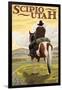 Scipio, Utah - Cowboy and Valley-Lantern Press-Framed Art Print