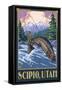 Scipio, Utah - Fisherman Scene-Lantern Press-Framed Stretched Canvas